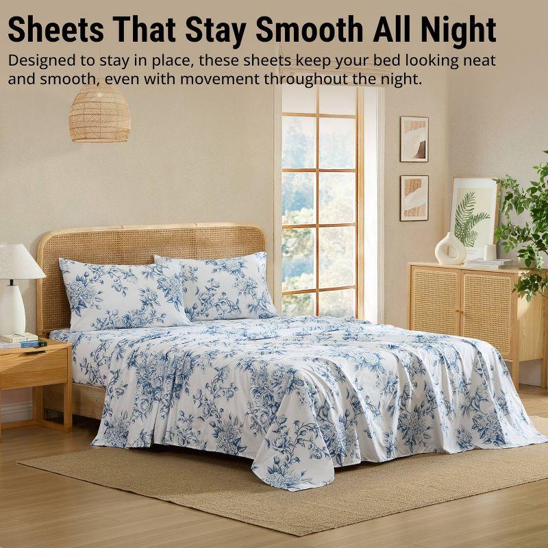 HLC.ME HLC.ME Rose Toile Floral Bed Sheets - Wrinkle Resistant & Ultra Soft - Fits Mattresses up to 15 Inches Deep (Sage Green)