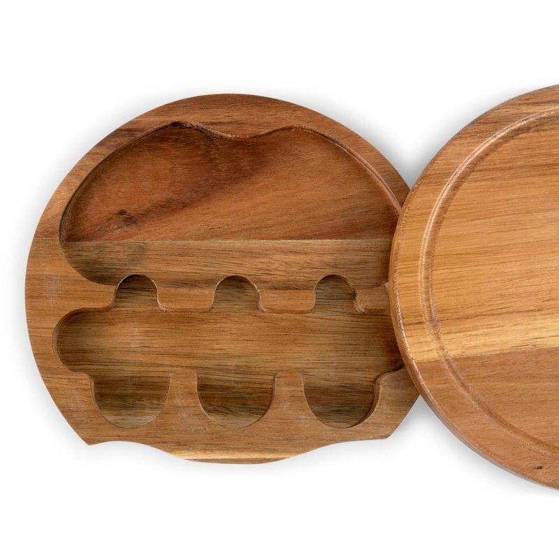 Acacia Round Cheese Board Set - Picnic Time: Charcuterie & Cutting Board, Lightweight Acacia, 7.5" Brown