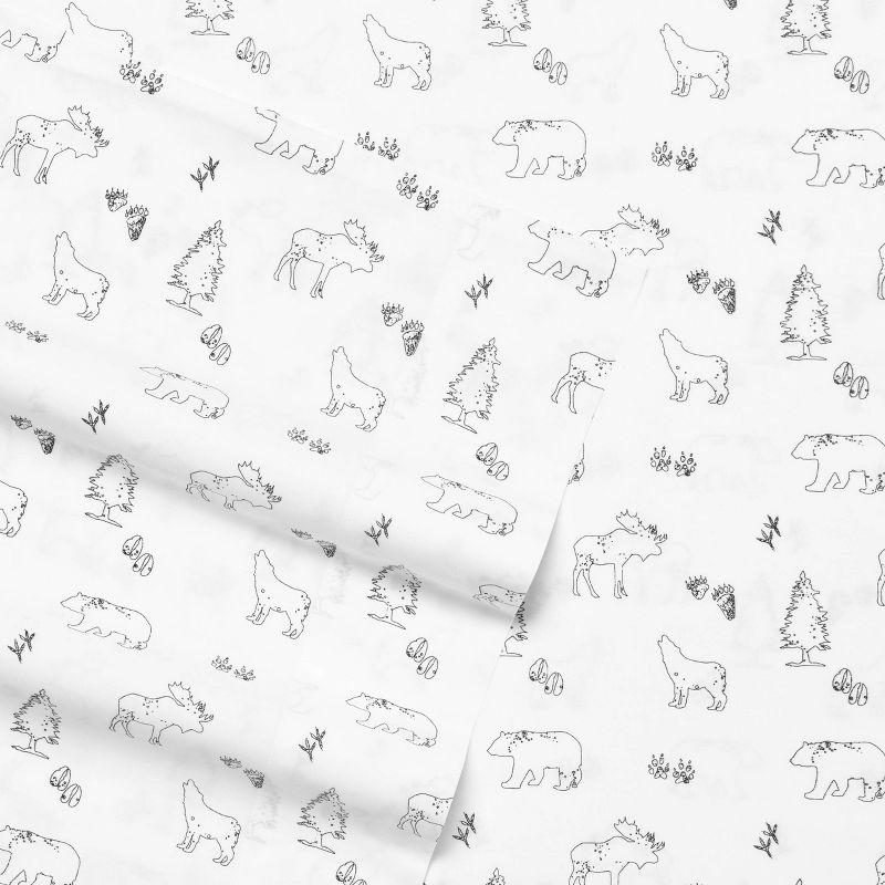 Full Printed Pattern Percale Cotton Sheet Set Animal Tracks - Eddie Bauer