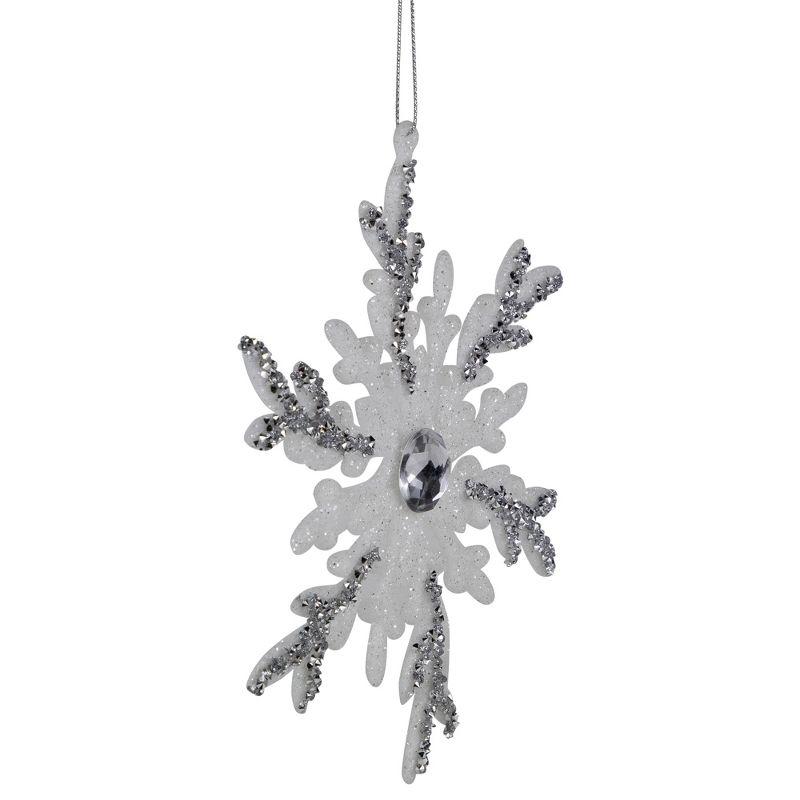 Northlight Glitter Snowflakes Christmas Ornaments - 6" - White and Silver - 4ct