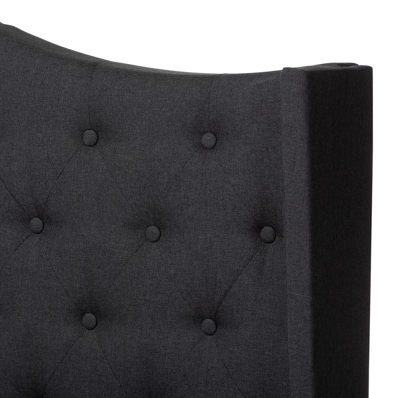 Charcoal Gray Queen Upholstered Bed with Tufted Headboard