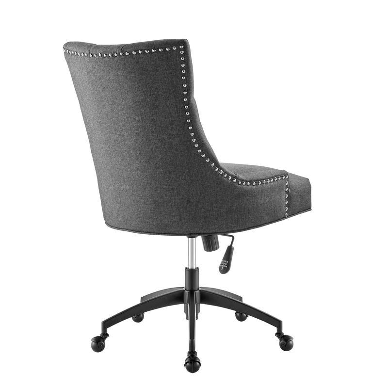 Gray Tufted Fabric Swivel Office Chair with Black Base