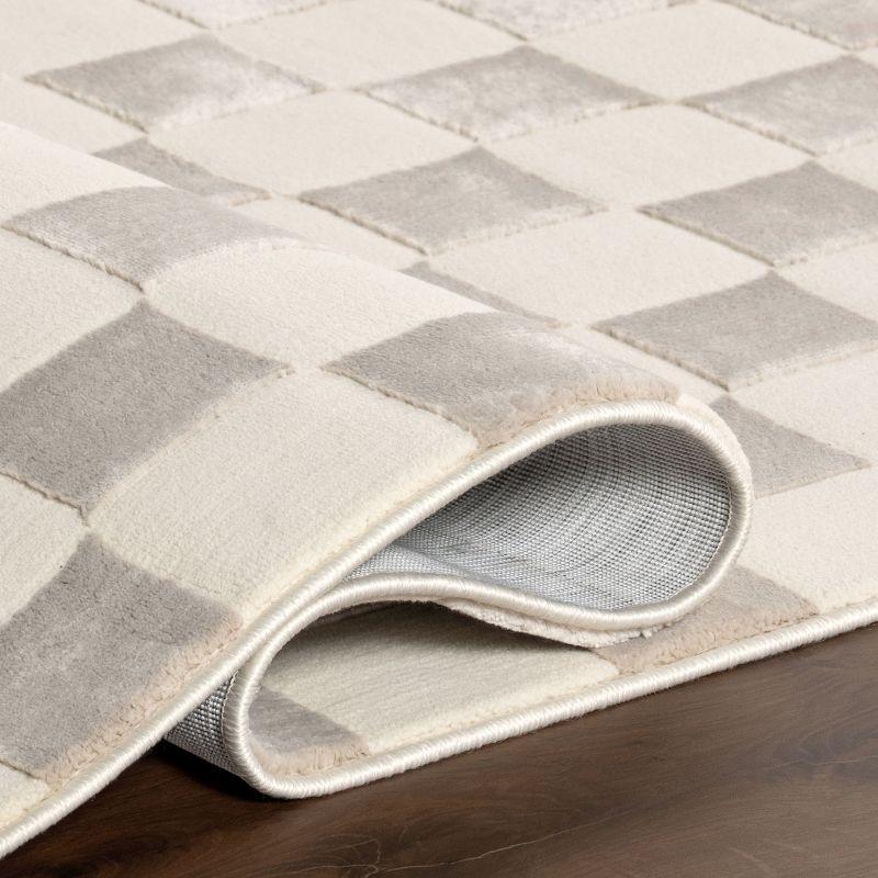 Nuloom Alaiya Checkered Pet Friendly Textured Machine Washable Area Rug, 5' x 8', Cream