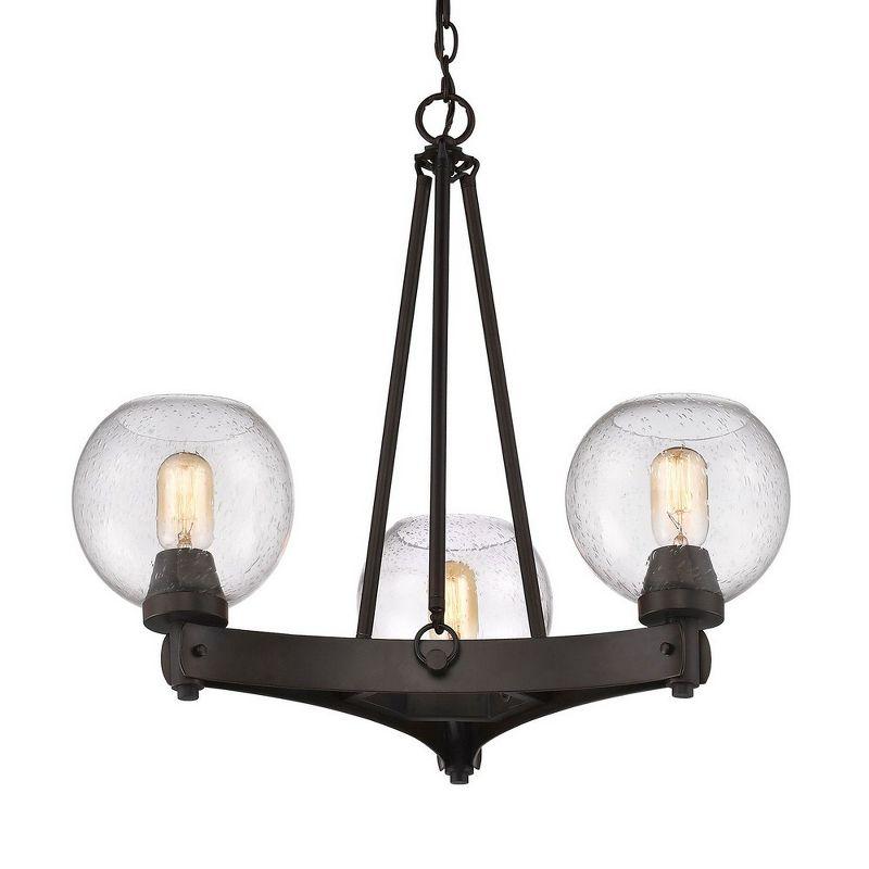 Rustic Mini Chandelier in Rubbed Bronze with Seeded Glass