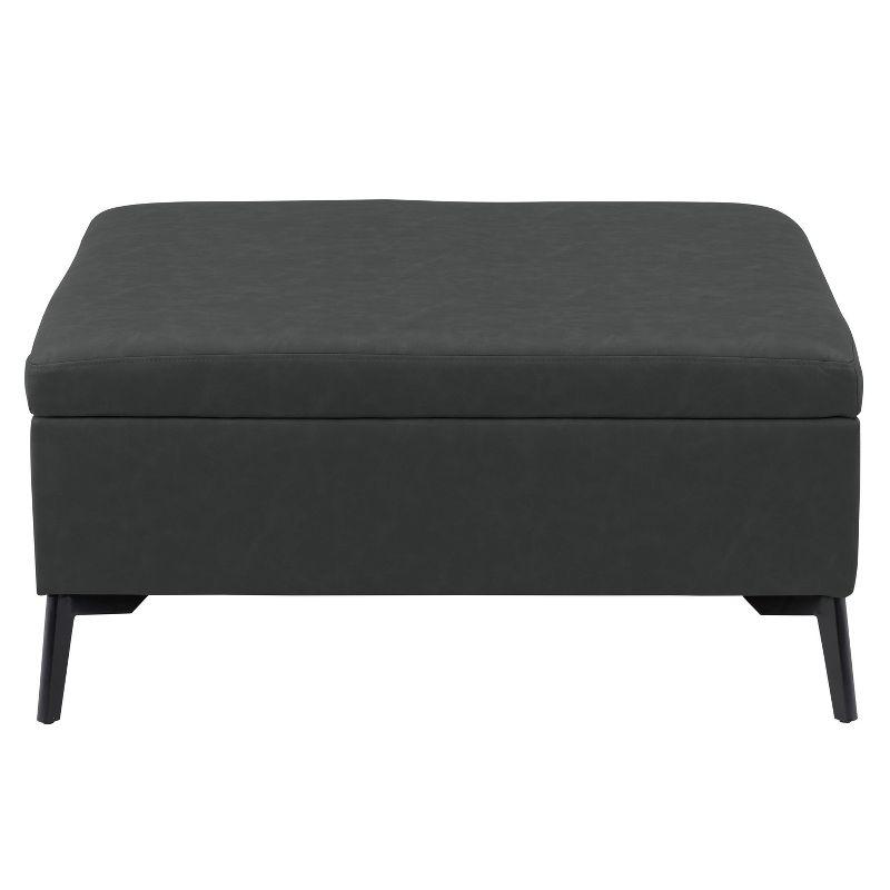 CorLiving Linden Square Storage Ottoman Black: Upholstered Bench, Polyester Fiber, Wood Frame