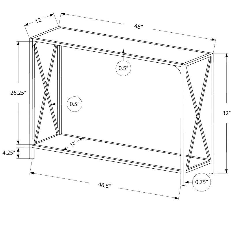 Dark Taupe and Black Metal X-Base Console Table with Storage