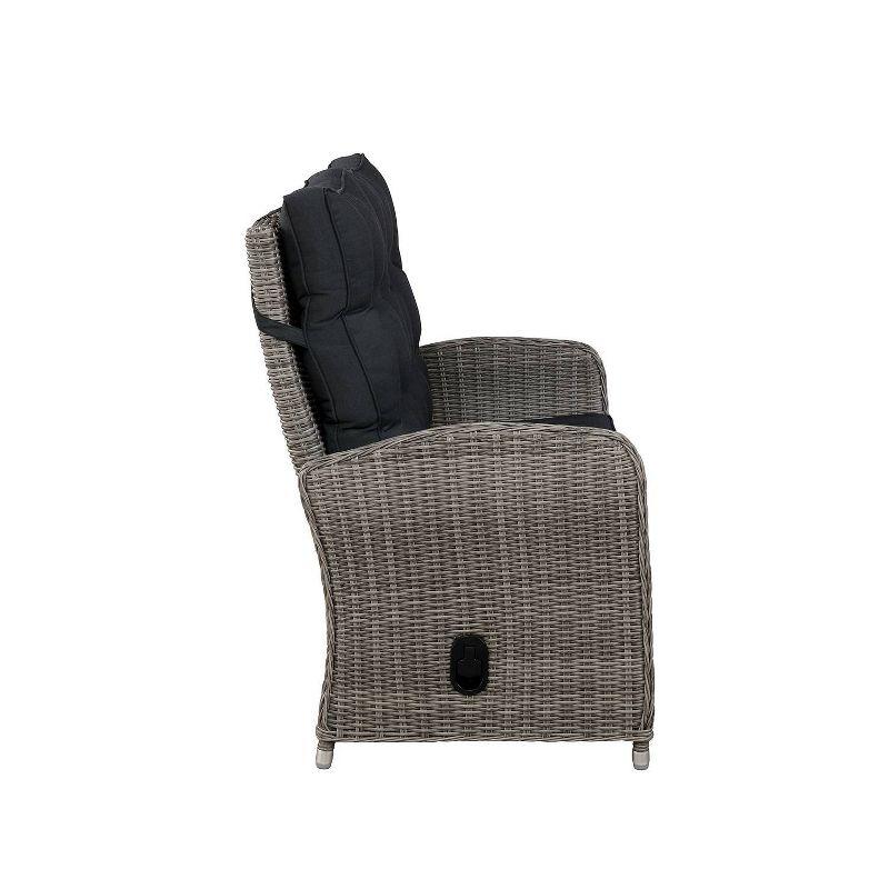 Monaco 3pc Set with 2 Seat Reclining Bench & 2 Ottomans - Gray - Alaterre Furniture: All-Weather Wicker, Aluminum Frame