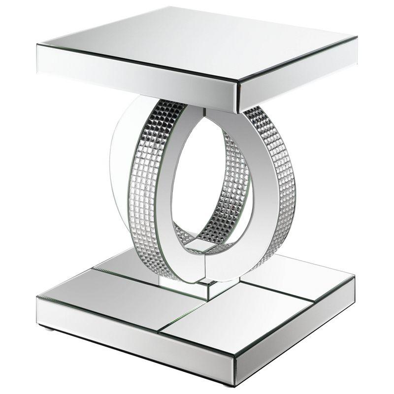 Breena Mirrored End Table with Acrylic Crystals Silver - Coaster