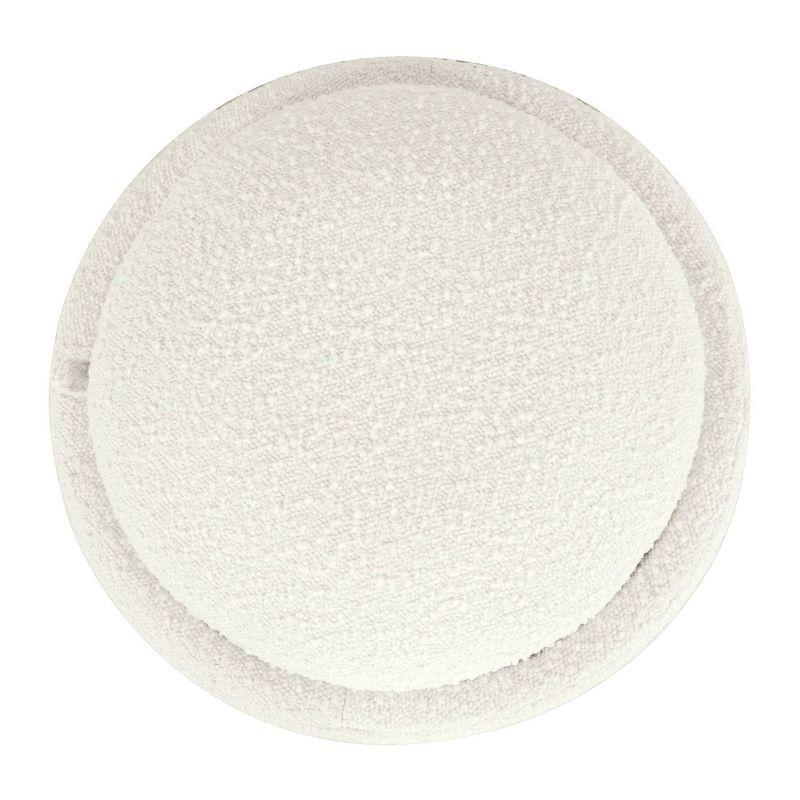 Cream Boucle Round Tufted Storage Ottoman