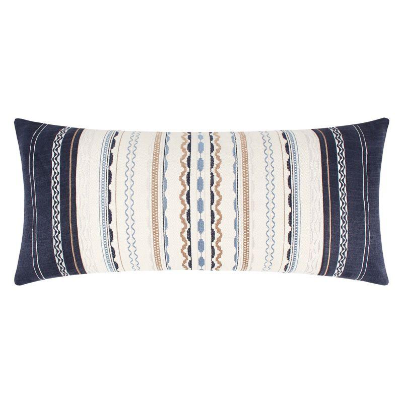 Preston Embroidered Stripe Decorative Pillow - Navy, Blue, Taupe, and Cream