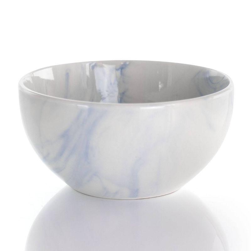 16-Piece Blue and White Marble Ceramic Dinnerware Set