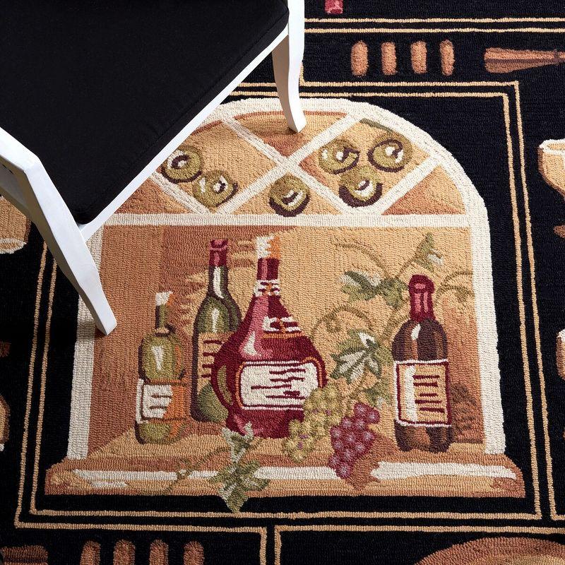 Chelsea HK254 Hand Hooked Area Rug - Black/Multi - 8' round - Safavieh.