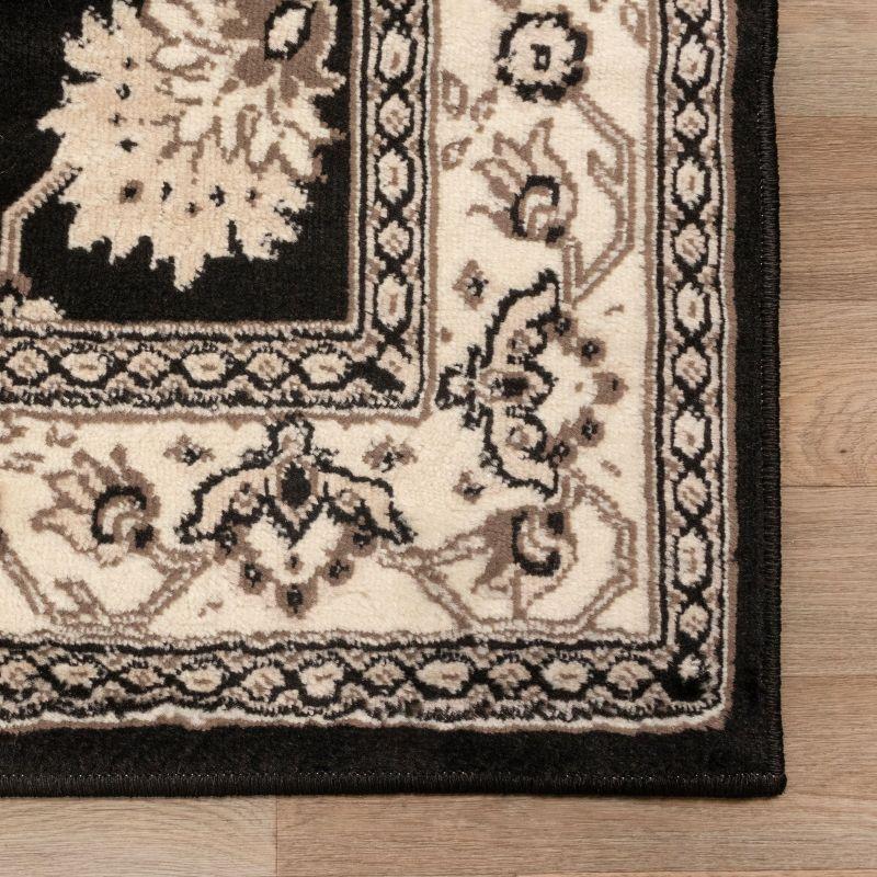 Traditional Floral Indoor Hallway Entryway Runner Rug, 8' x 10', Black - Blue Nile Mills