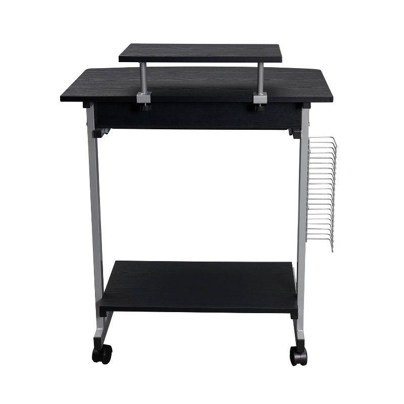 Espresso Compact Workstation Cart with Slide-Out Keyboard Tray