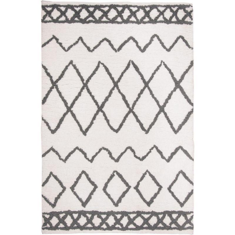 Equinox Shag EQS711 Hand Tufted Area Rug - Cream/Grey - 5'x8' - Safavieh.