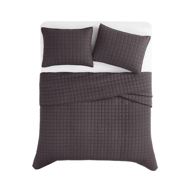 Brooklyn Loom 3pc King Flax Linen Quilt Set Charcoal Gray
