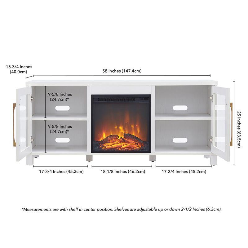 White TV Stand with Log Fireplace Insert - Henn&Hart