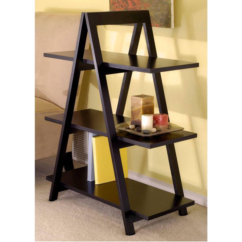 Black Wood 3-Tier A-Frame Ladder Shelf