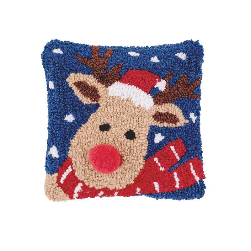 Christmas Reindeer Hooked Petite Size Petite Size Accent Throw Pillow