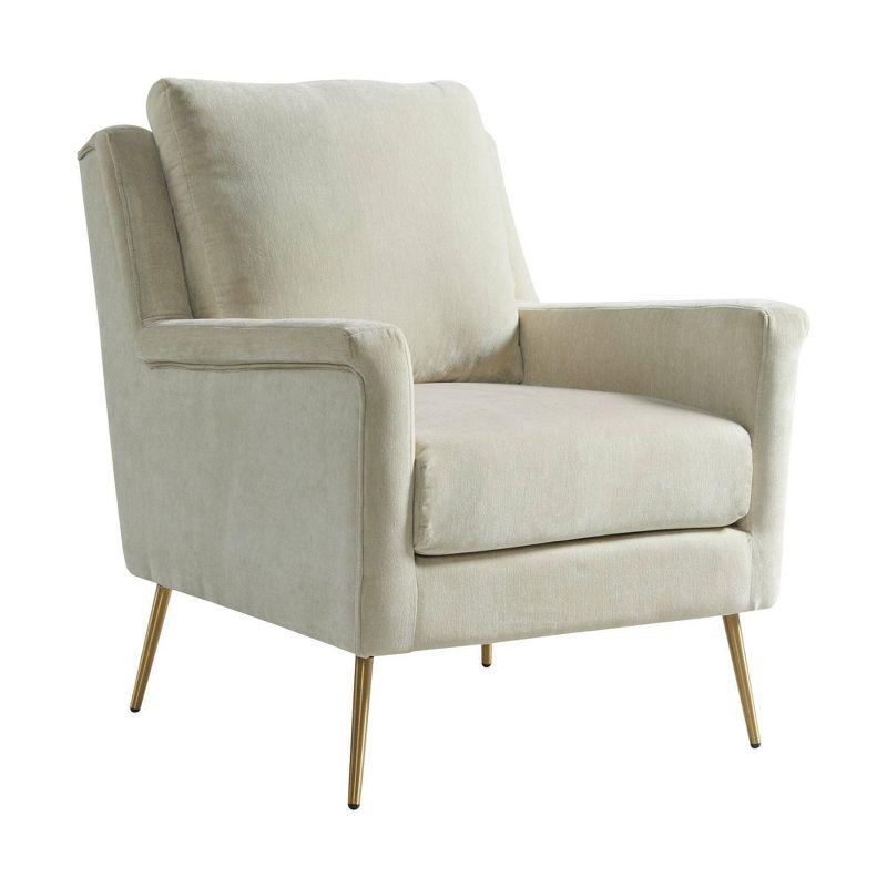 Mid-Century Modern Cream Accent Chair with Gold Legs