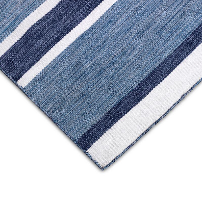 Coastal Stripe Navy Synthetic 2' x 8' Reversible Outdoor Runner Rug