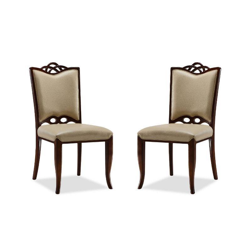 Regent Cream Faux Leather Dining Chairs with Beech Wood Frame, Set of 2