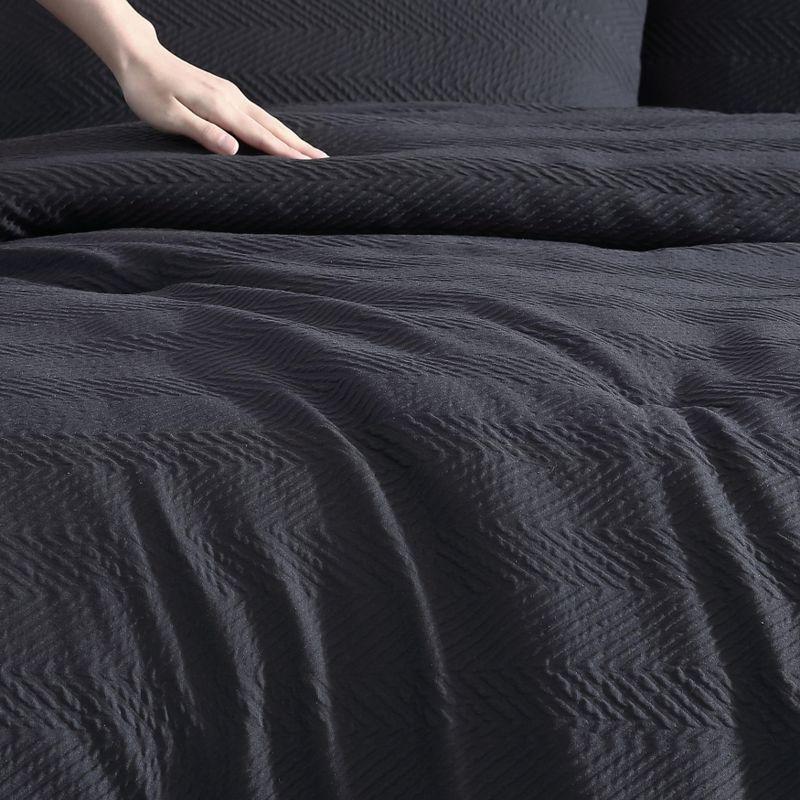 King Black Polyester Gathered Bedspread Cover Set