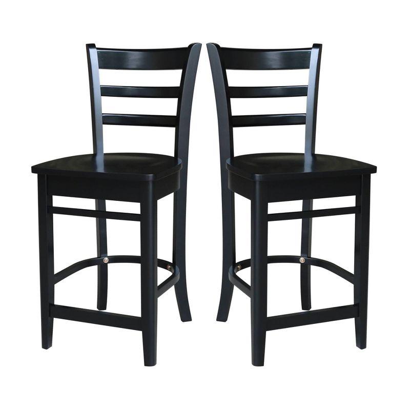 Emily Black Solid Wood Counter Height Barstool