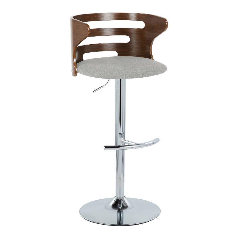 Walnut and Gray Adjustable Swivel Barstools with Metal Base