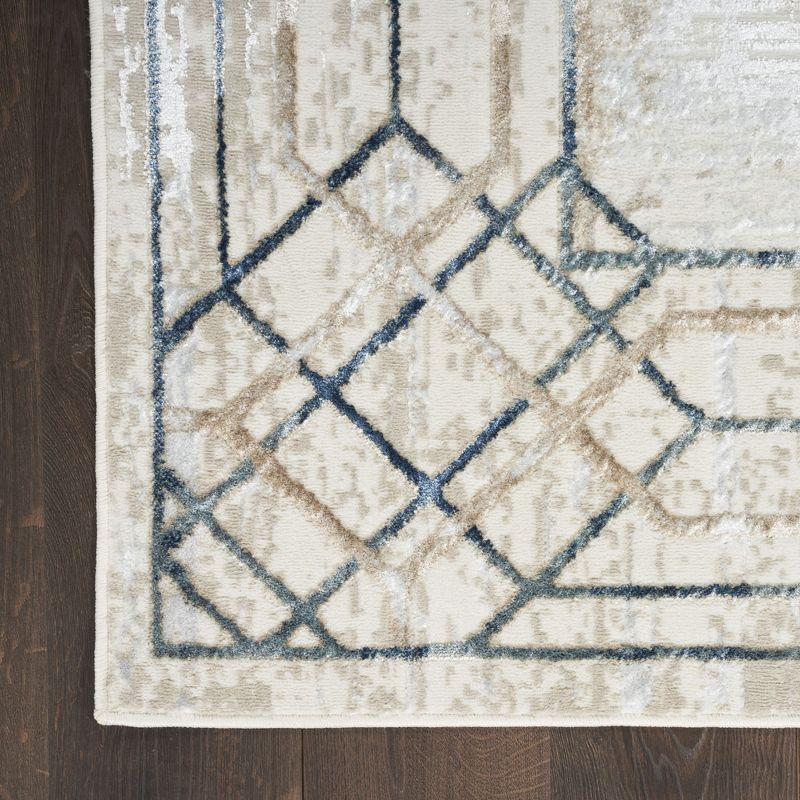 Nourison Glam 5'3" x 7'3" Ivory/Taupe Mid-Century Modern Indoor Rug