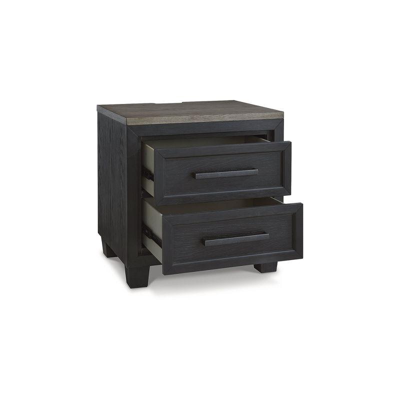 27" Black and Brown Oak 2-Drawer Nightstand