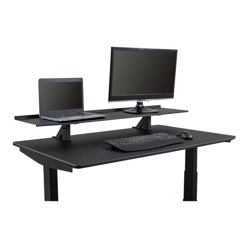 Black Adjustable Height Steel Monitor Stand Desk Shelf