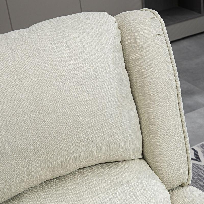HOMCOM Wingback Heated Vibrating Massage Chair, Accent Sofa Vintage Upholstered Massage Recliner Chair, Beige