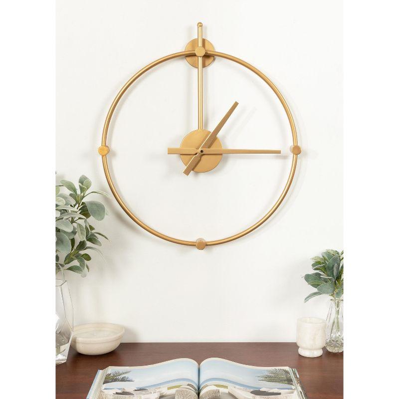 Kate and Laurel Lidor Round Metal Wall Clock, 22x25, Gold