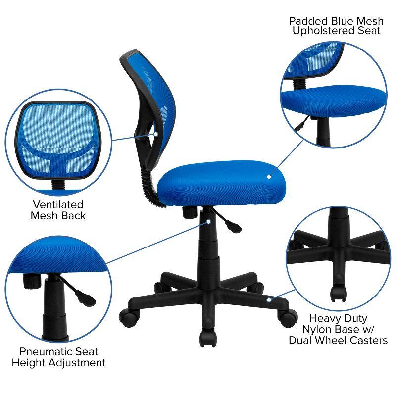 Flash Furniture Low Back Blue Mesh Swivel Task Office Chair