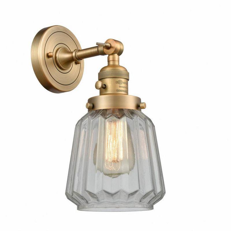 Brushed Brass Dimmable Sconce with Clear Glass Shade