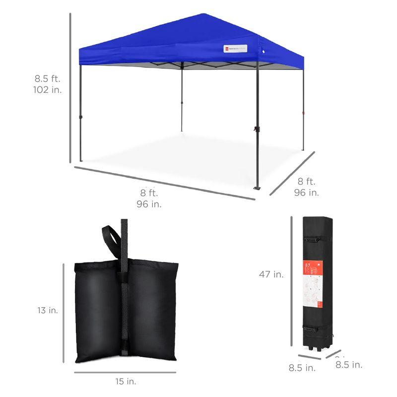 Best Choice Products 8x8ft Easy Setup Pop Up Canopy w/ 1-Button Setup, Wheeled Case, 4 Weight Bags