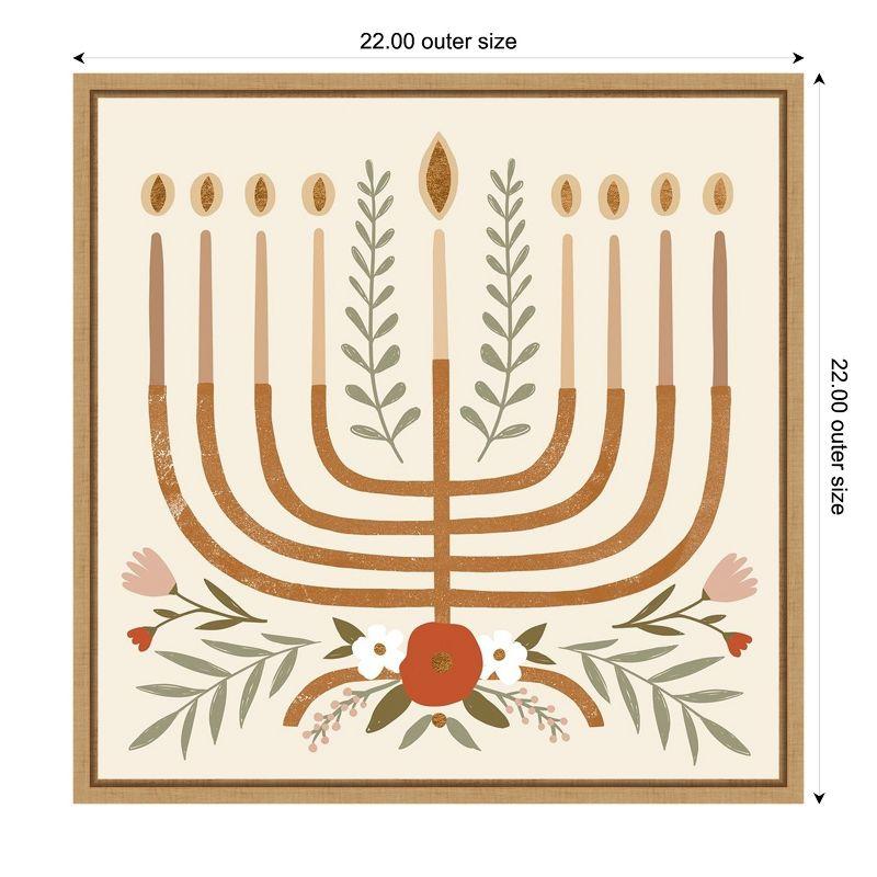 Natural Hanukkah Menorah Canvas Wall Art Print 22 x 22