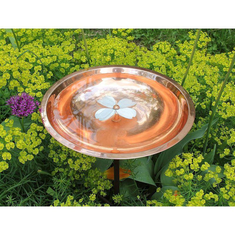 39.5" Dogwood Garden Copper Birdbath with Stake Copper Plated and Colored Patina Finish - ACHLA Designs