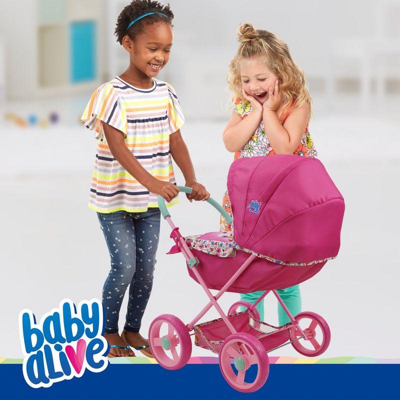Baby Alive: Deluxe Classic Doll Pram - Pink & Rainbow - Fits Dolls up to 18"
