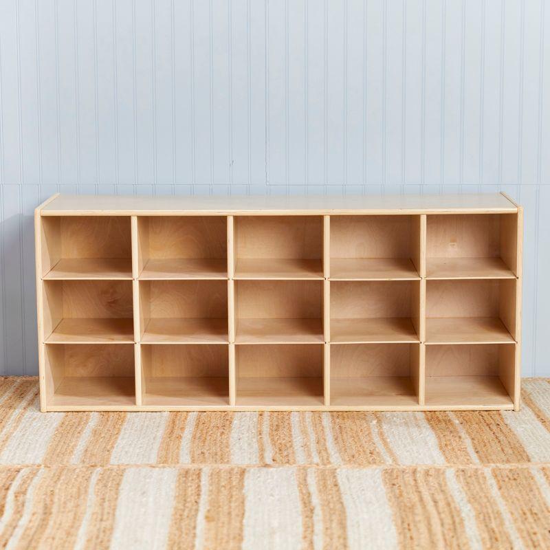 ECR4Kids Streamline 15 Cubby Tray Storage Cabinet, 3x5