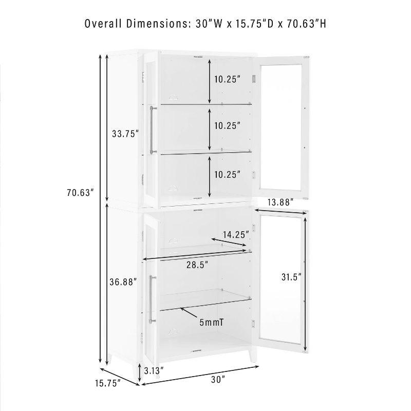 Crosley 70" Roarke Glass Door Kitchen Pantry Storage Cabinet White