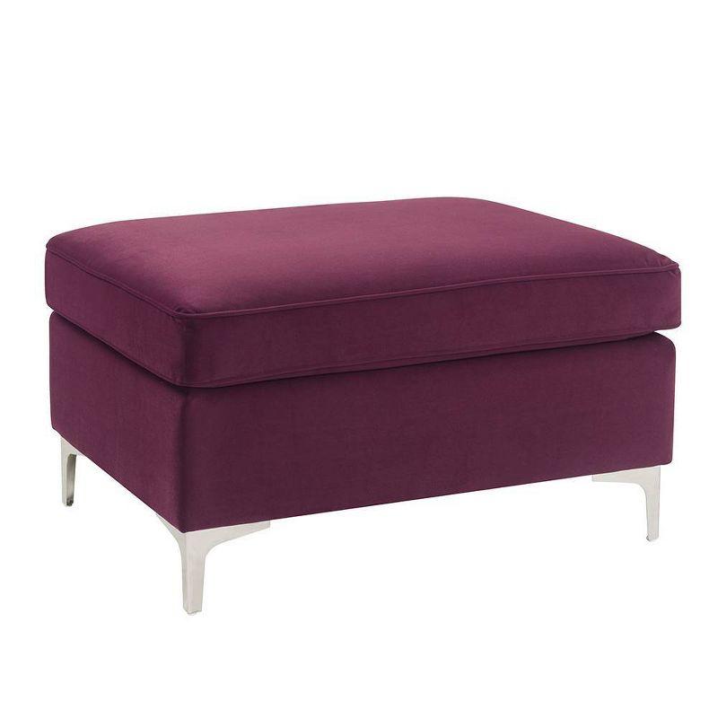 Jaszira Luxurious Burgundy Velvet Tufted Ottoman