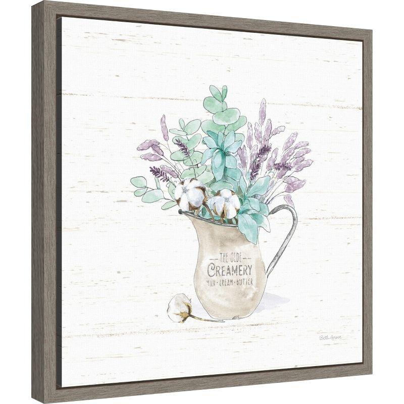 Amanti Art Farmhouse Cotton II Bouquet in Vase by Beth Grove Canvas Wall Art Print Framed 16 x 16-in.