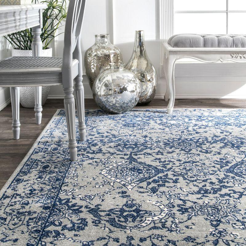 Nuloom Odell Oriental/Persian 6 Square Indoor Area Rug for Living Room Bedroom Dining Room Kitchen, Blue/Ivory