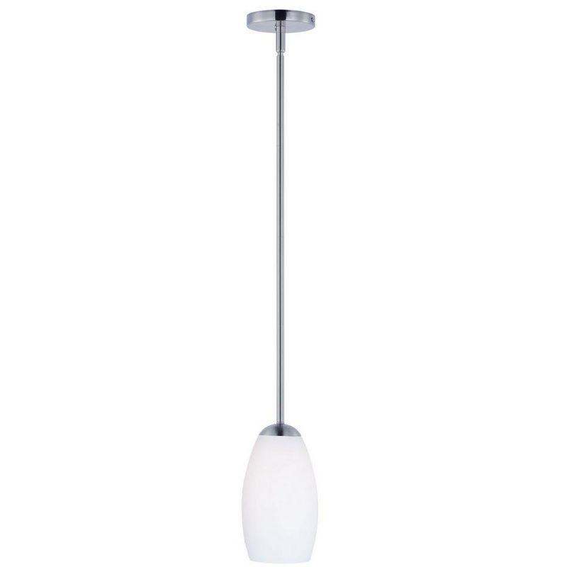 Satin Nickel Mini Pendant with Opal Glass Shade