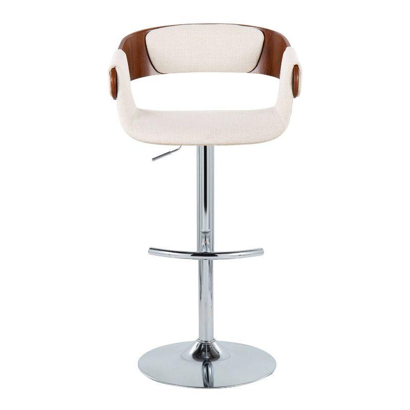 Set of 2 Elisa Adjustable Barstools Chrome/Walnut/Cream - LumiSource: Swivel, Footrest, Mid-Century Design