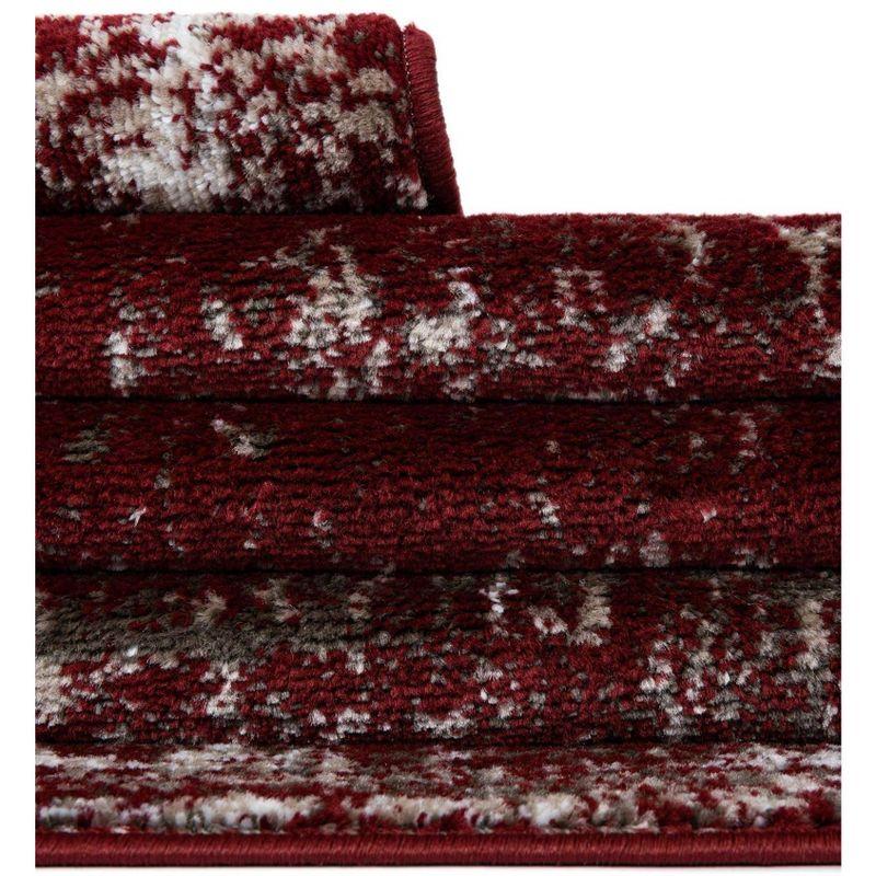 Burgundy Rectangular Synthetic Reversible Area Rug