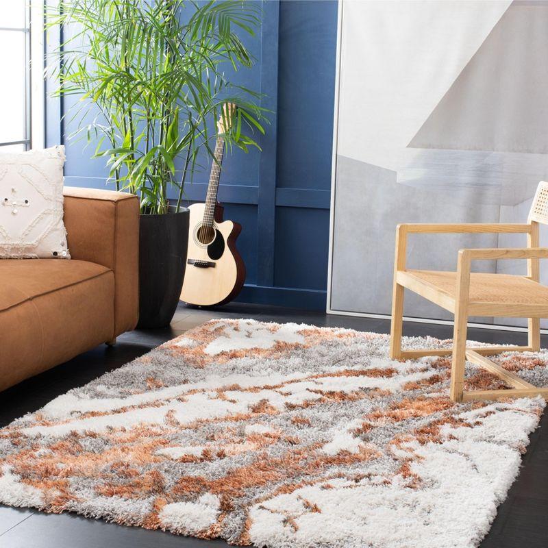 Horizon Shag 800 HZN890 Machine Made Accent Rug - 3'x3' - Grey/Rust - Safavieh