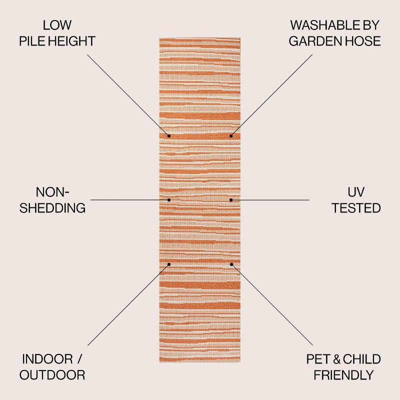 2' x 8' Castara Wavy Stripe Modern Indoor/Outdoor Runner Rug, Orange/Cream - JONATHAN Y